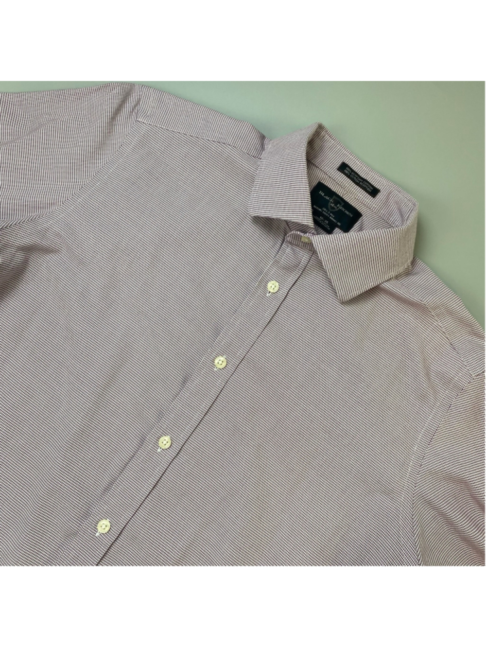 BLACK BROWN Shirt Neck 16 35 Purple White Micro Check Egyptian Cotton Fitted